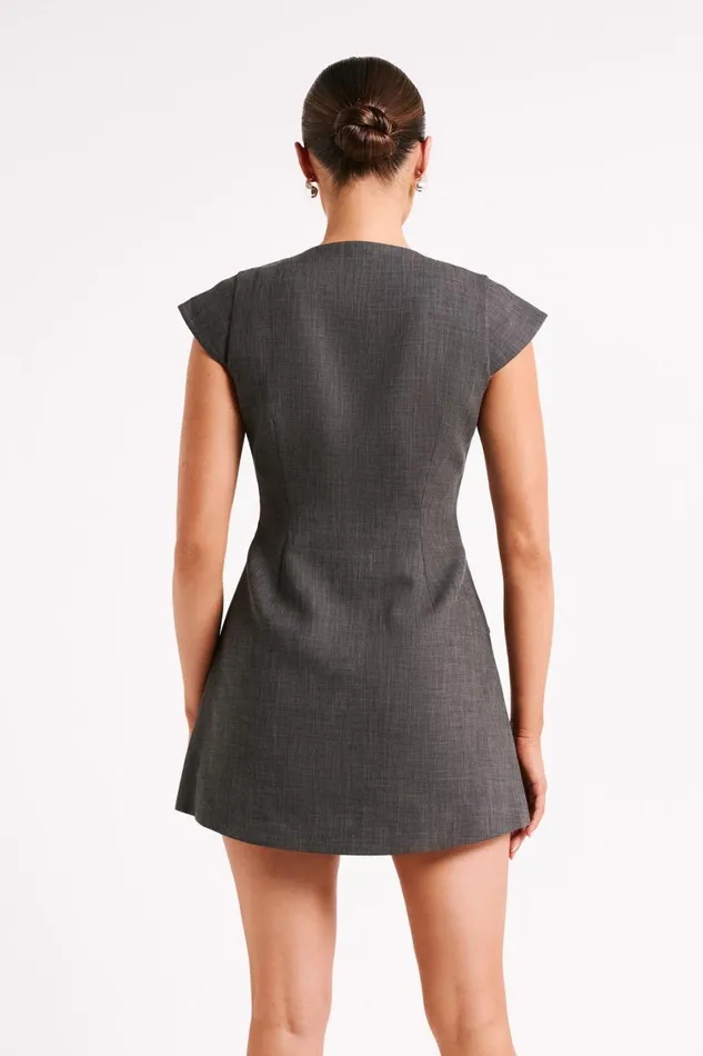 Meshki Mini Dresses Kiernan Textured Sleeveless Blazer Dress 8211 Charcoal Charcoal 8211 Women