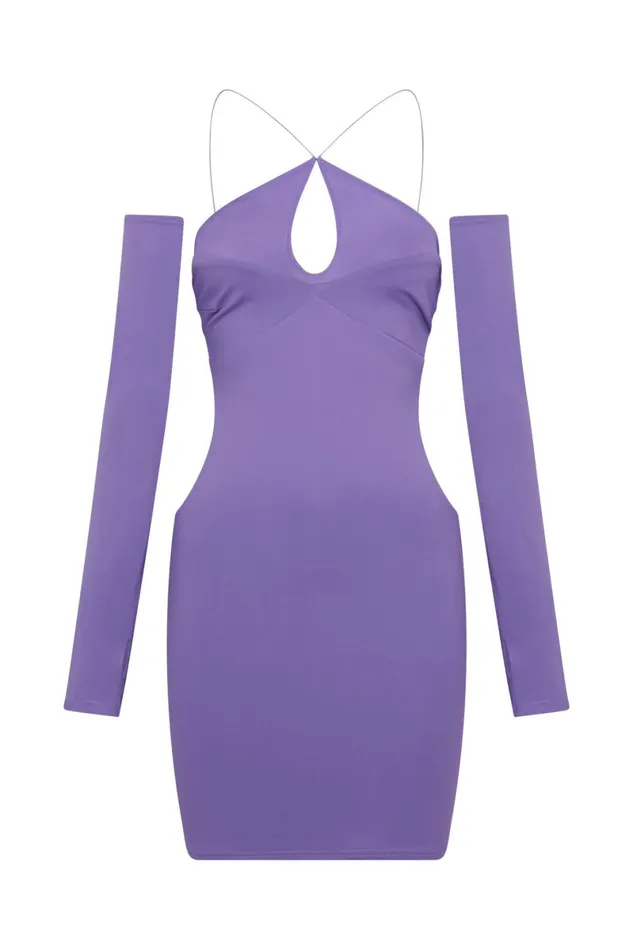 Meshki Mini Dresses Maddy Mini Triangle Cut Out Dress 8211 Purple Purple 8211 Women