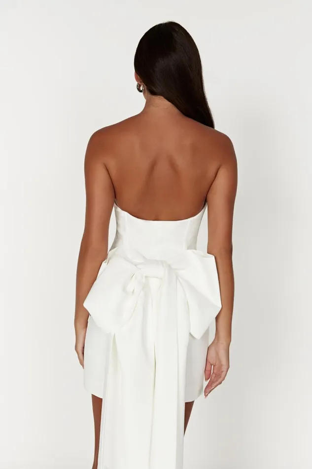 Meshki Mini Dresses Meredith Strapless Bow Mini Dress 8211 White White 8211 Women
