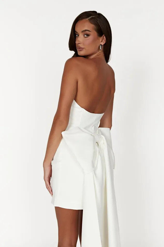 Meshki Mini Dresses Meredith Strapless Bow Mini Dress 8211 White White 8211 Women