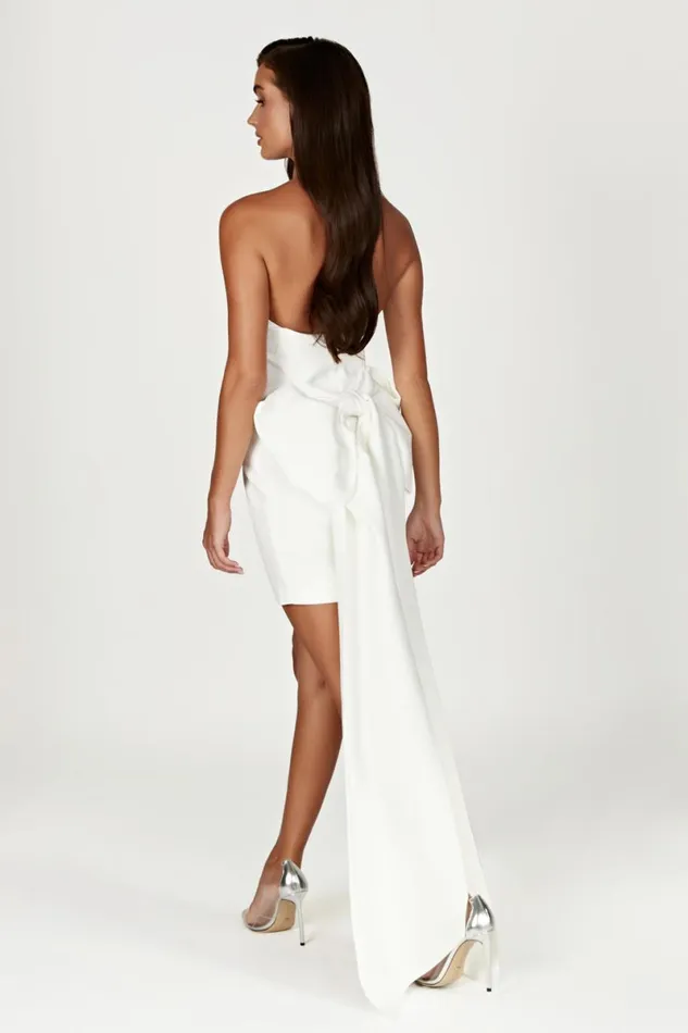 Meshki Mini Dresses Meredith Strapless Bow Mini Dress 8211 White White 8211 Women