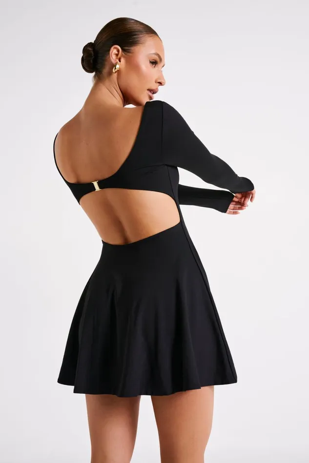Meshki Mini Dresses Renee Recycled Nylon Long Sleeve Mini Dress 8211 Black Black 8211 Women