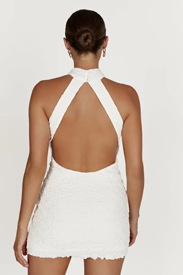 Meshki Mini Dresses Yuki Textured Halter Mini Dress 8211 White White 8211 Women