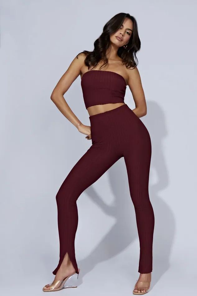 Meshki Pants Jordi Side Split Knit Leggings 8211 Cherry Chocolate Cherrychocolate 8211 Women Meshki Pants Jordi Side Split Knit Leggings 8211 Cherry Chocolate Cherrychocolate 8211 Women