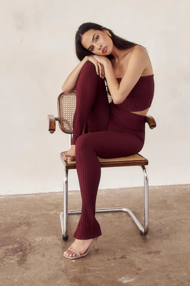 Meshki Pants Jordi Side Split Knit Leggings 8211 Cherry Chocolate Cherrychocolate 8211 Women Meshki Pants Jordi Side Split Knit Leggings 8211 Cherry Chocolate Cherrychocolate 8211 Women