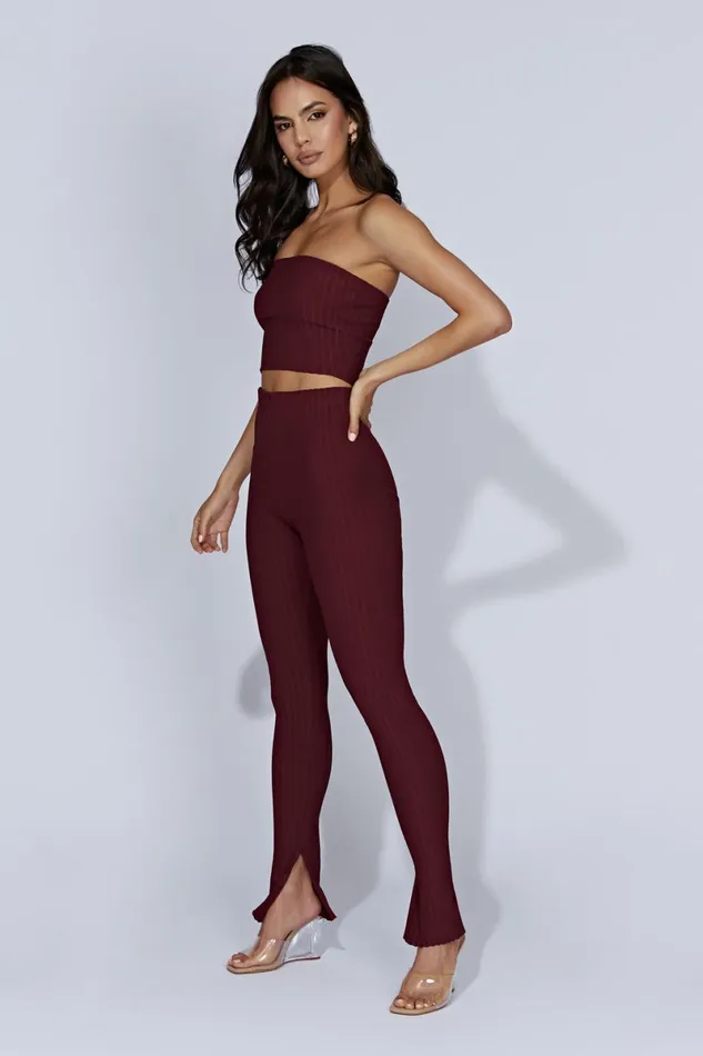 Meshki Pants Jordi Side Split Knit Leggings 8211 Cherry Chocolate Cherrychocolate 8211 Women Meshki Pants Jordi Side Split Knit Leggings 8211 Cherry Chocolate Cherrychocolate 8211 Women