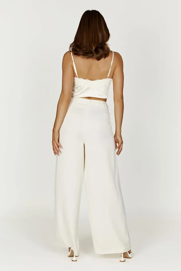 Meshki Pants Nour Satin Wide Leg Pant 8211 Ivory Ivory 8211 Women