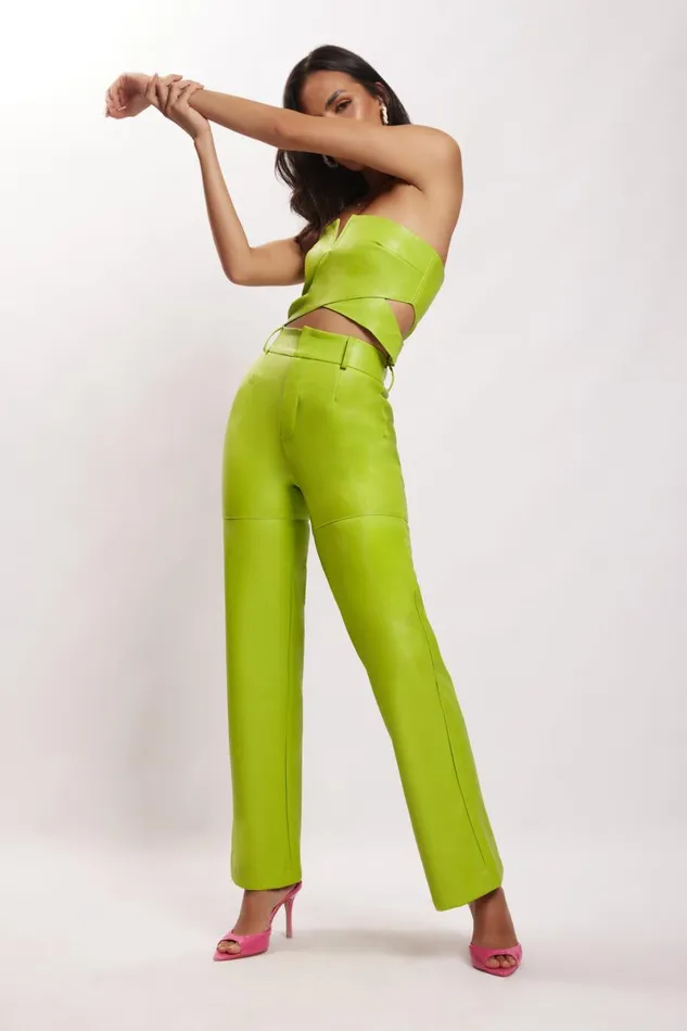 Meshki Pants Sima Faux Leather High Waist Pants 8211 Lime Green Limegreen 8211 Women Meshki Pants Sima Faux Leather High Waist Pants 8211 Lime Green Limegreen 8211 Women