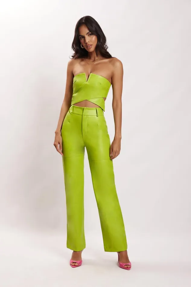 Meshki Pants Sima Faux Leather High Waist Pants 8211 Lime Green Limegreen 8211 Women Meshki Pants Sima Faux Leather High Waist Pants 8211 Lime Green Limegreen 8211 Women