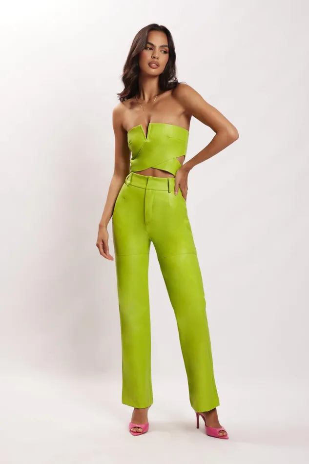 Meshki Pants Sima Faux Leather High Waist Pants 8211 Lime Green Limegreen 8211 Women Meshki Pants Sima Faux Leather High Waist Pants 8211 Lime Green Limegreen 8211 Women