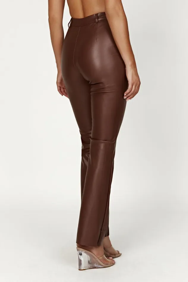 Meshki Pants Tyra Straight Leg Faux Leather Pants 8211 Chocolate Chocolate 8211 Women