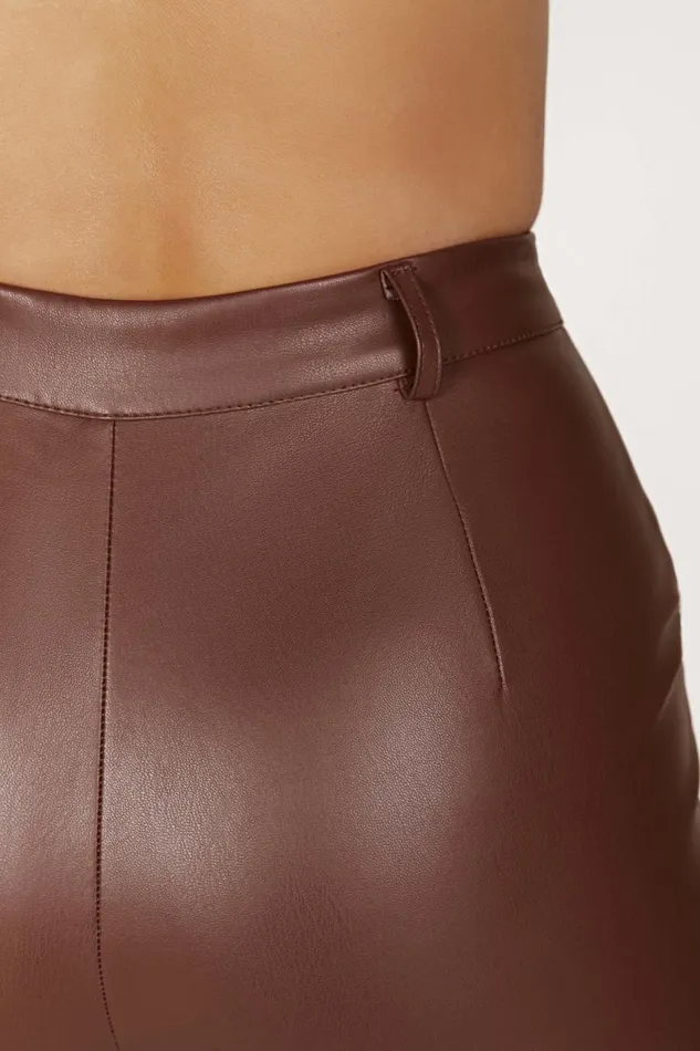 Meshki Pants Tyra Straight Leg Faux Leather Pants 8211 Chocolate Chocolate 8211 Women