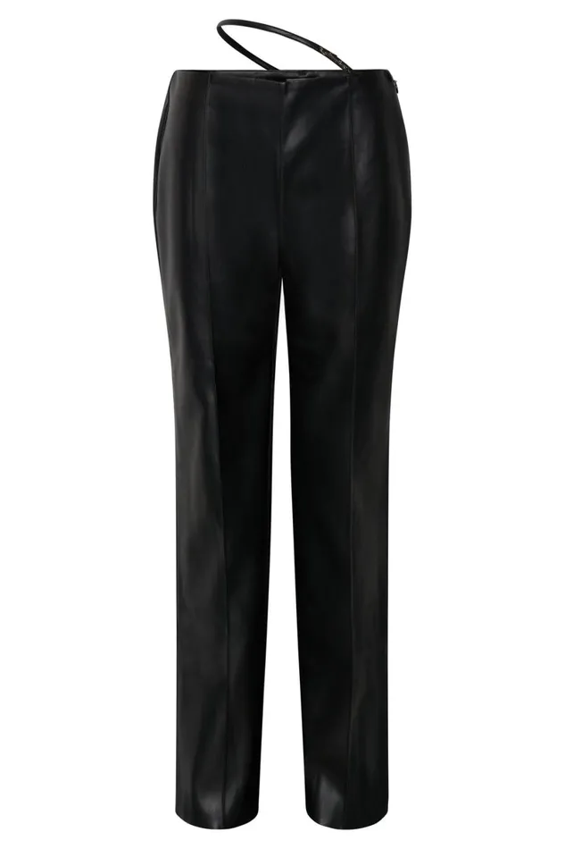 Meshki Pants Zarsa Wide Leg Mid Rise Pu Pant 8211 Black Black 8211 Women