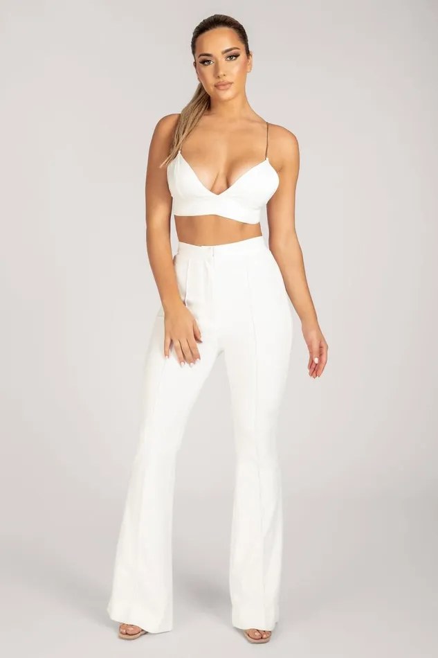 Meshki Pants Zendaya Highwaisted Flare Pants 8211 White White 8211 Women