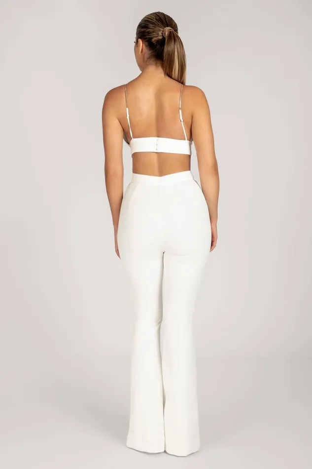 Meshki Pants Zendaya Highwaisted Flare Pants 8211 White White 8211 Women
