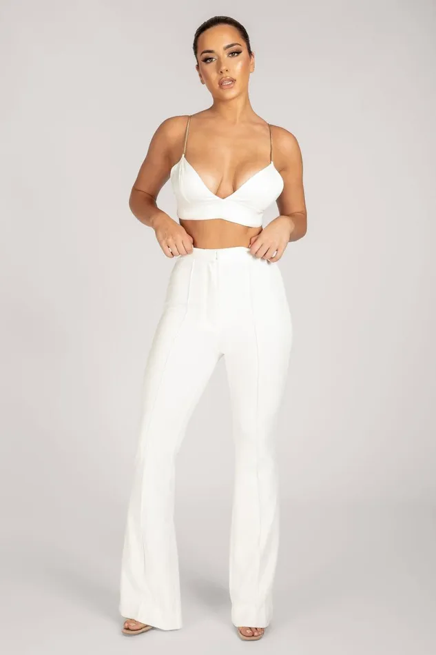 Meshki Pants Zendaya Highwaisted Flare Pants 8211 White White 8211 Women