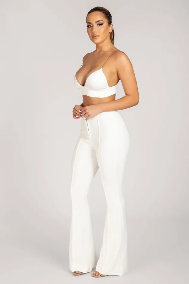 Meshki Pants Zendaya Highwaisted Flare Pants 8211 White White 8211 Women