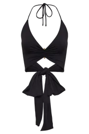Meshki Short Sleeve Tops Kasia Recycled Nylon Pin Detail Wrap Top 8211 Black Black 8211 Women