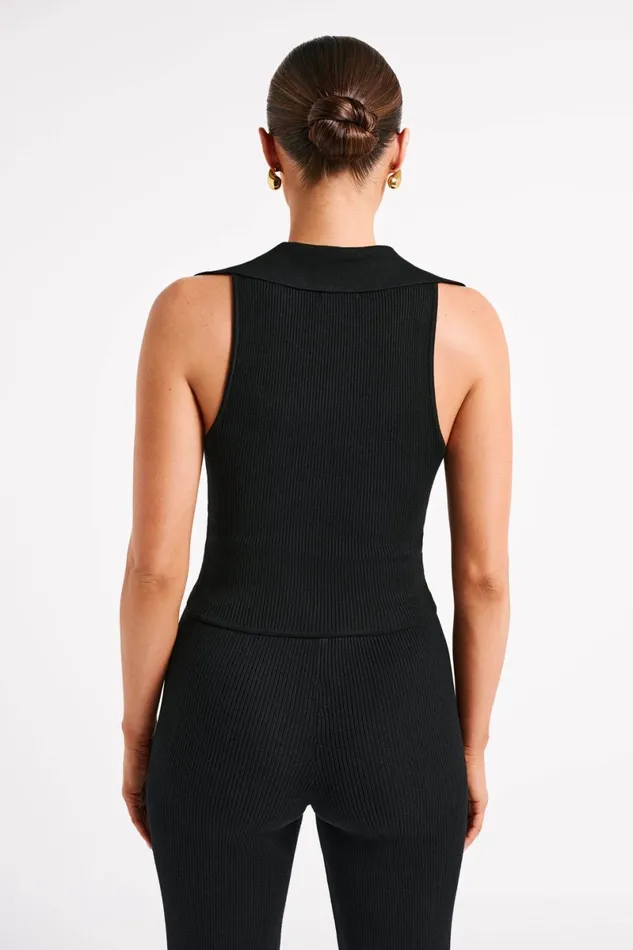 Meshki Short Sleeve Tops Viola Collared Knit Tank Top 8211 Black Black 8211 Women