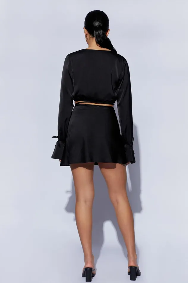 Meshki Skirts Annalise Satin A Line Mini Skirt 8211 Black Black 8211 Women
