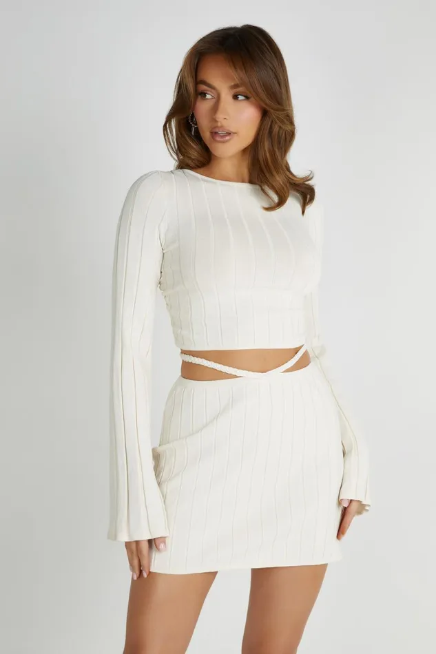 Meshki Skirts Celine ALine Extreme Rib Mini Skirt 8211 Ivory Ivory 8211 Women