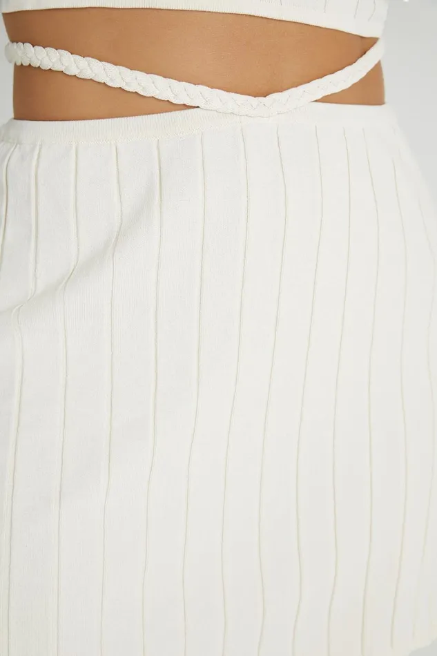 Meshki Skirts Celine ALine Extreme Rib Mini Skirt 8211 Ivory Ivory 8211 Women