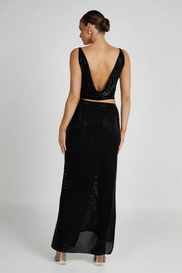 Meshki Skirts Ellery Square Diamante Maxi Skirt 8211 Black Black 8211 Women