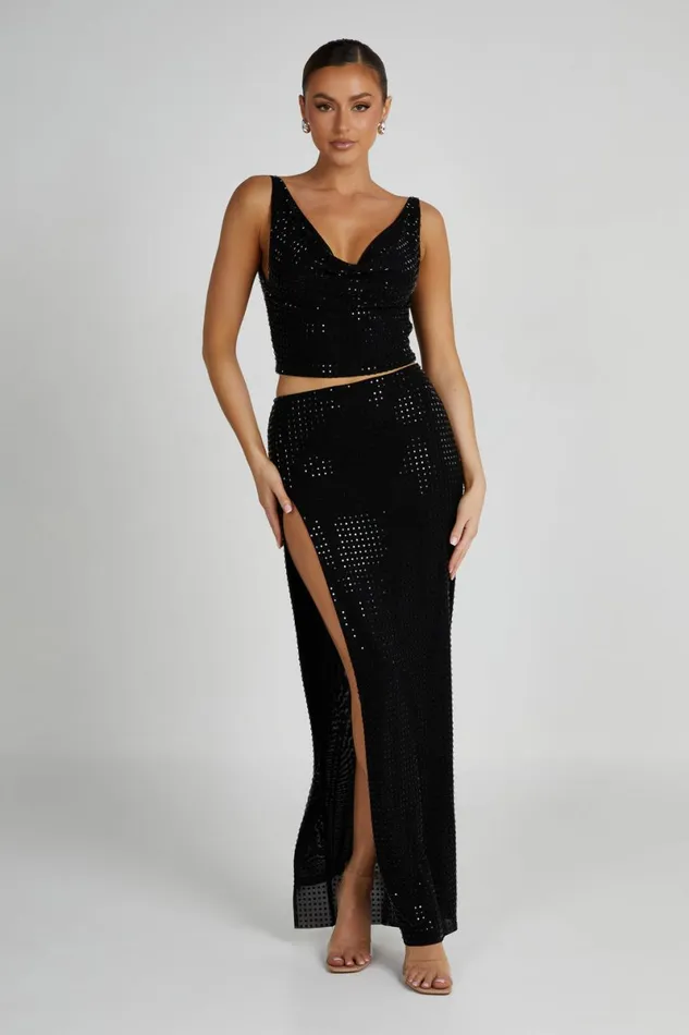 Meshki Skirts Ellery Square Diamante Maxi Skirt 8211 Black Black 8211 Women