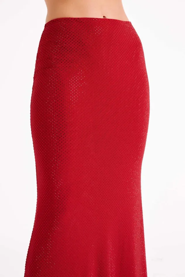 Meshki Skirts Erika Diamante Maxi Skirt 8211 Vermilion Red Vermilionred 8211 Women