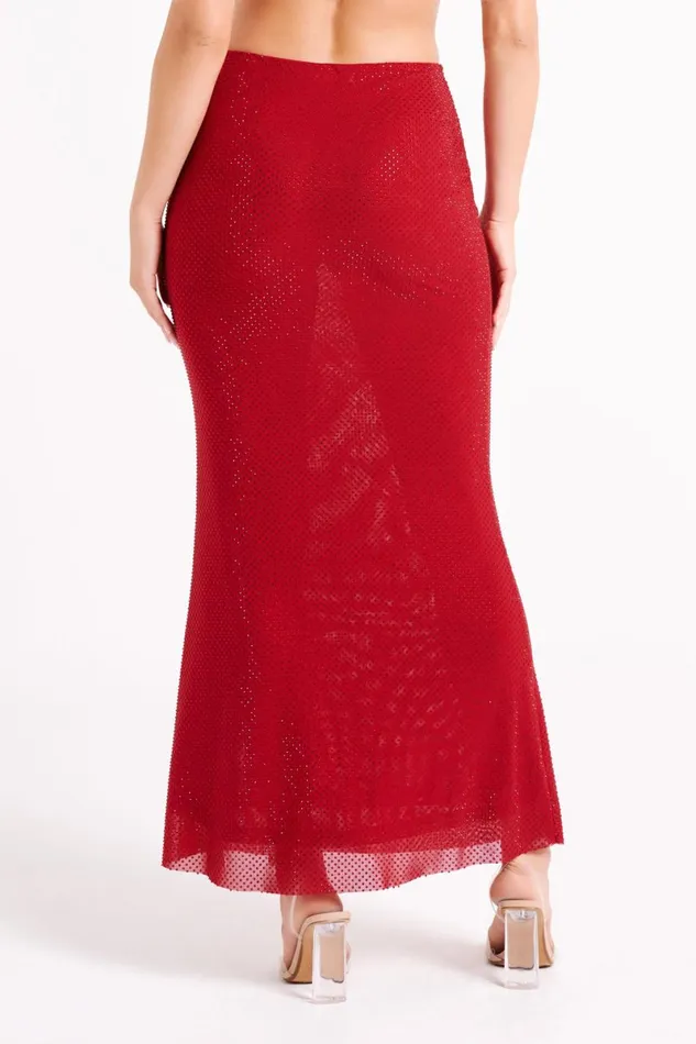 Meshki Skirts Erika Diamante Maxi Skirt 8211 Vermilion Red Vermilionred 8211 Women
