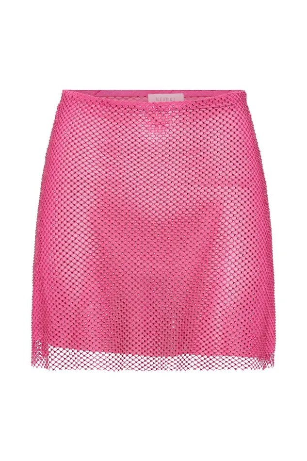 Meshki Skirts Hilton Diamante Mesh Mini Skirt 8211 Rose Pink Rosepink 8211 Women