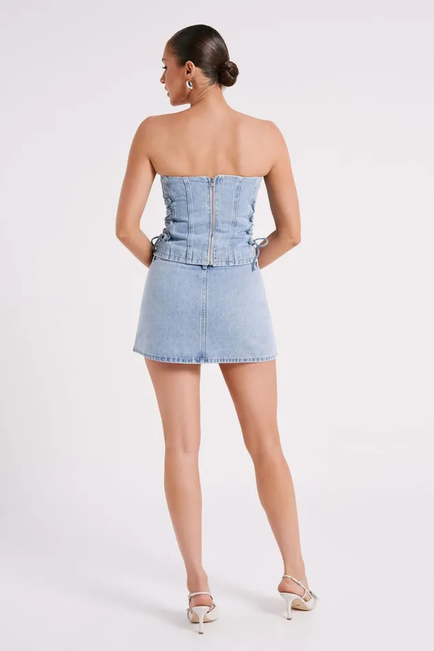 Meshki Skirts Julienne Denim Mini Skirt 8211 Mid Blue Midblue 8211 Women