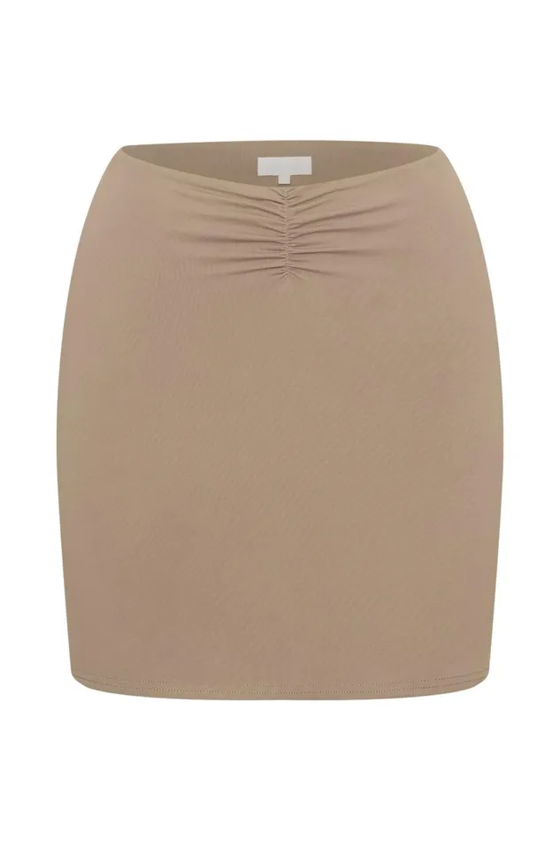 Meshki Skirts Kara Ruched Front Mini Skirt 8211 Taupe Taupe 8211 Women