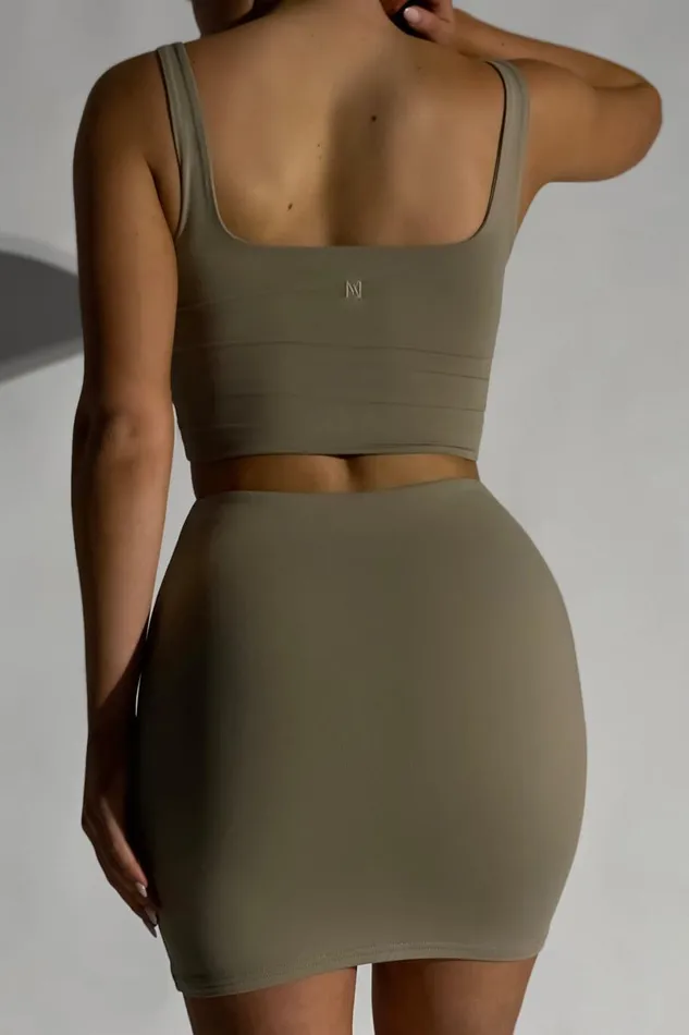 Meshki Skirts Kara Ruched Front Mini Skirt 8211 Taupe Taupe 8211 Women