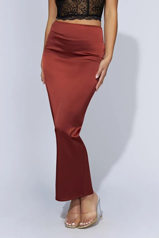 Meshki Skirts Mariah Maxi Satin Skirt 8211 Cherry Chocolate Cherry Chocolate 8211 Women Meshki Skirts Mariah Maxi Satin Skirt 8211 Cherry Chocolate Cherry Chocolate 8211 Women