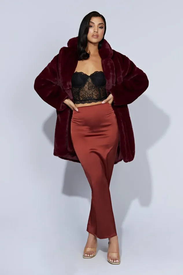Meshki Skirts Mariah Maxi Satin Skirt 8211 Cherry Chocolate Cherry Chocolate 8211 Women Meshki Skirts Mariah Maxi Satin Skirt 8211 Cherry Chocolate Cherry Chocolate 8211 Women
