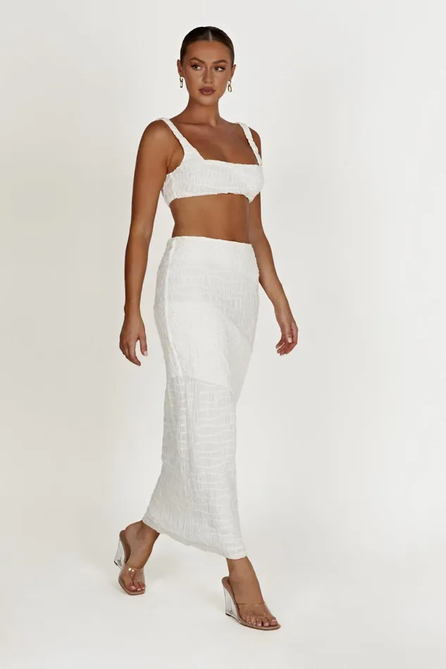 Meshki Skirts Nyah Textured Midi Skirt 8211 White White 8211 Women