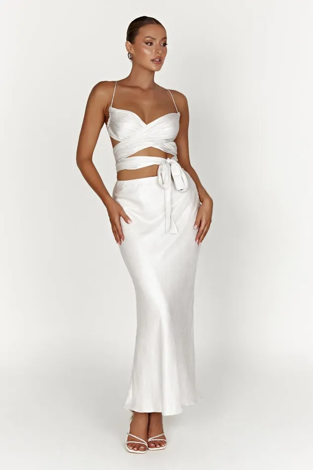 Meshki Skirts Raine Satin Maxi Skirt 8211 Pearl Pearl 8211 Women