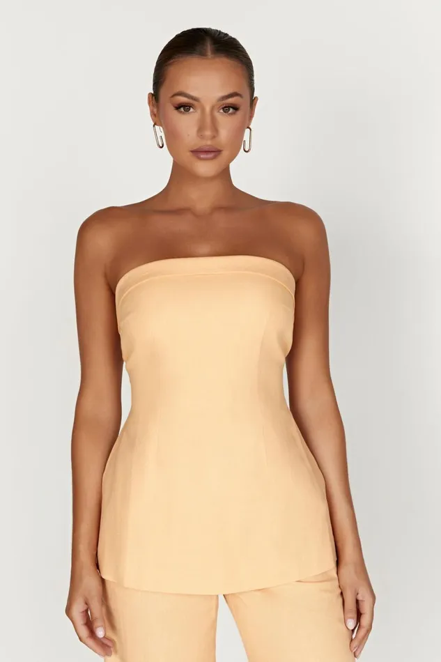 Meshki Sleeveless Tops Aieleen Linen Strapless Back Tie Top 8211 Mango Mango 8211 Women