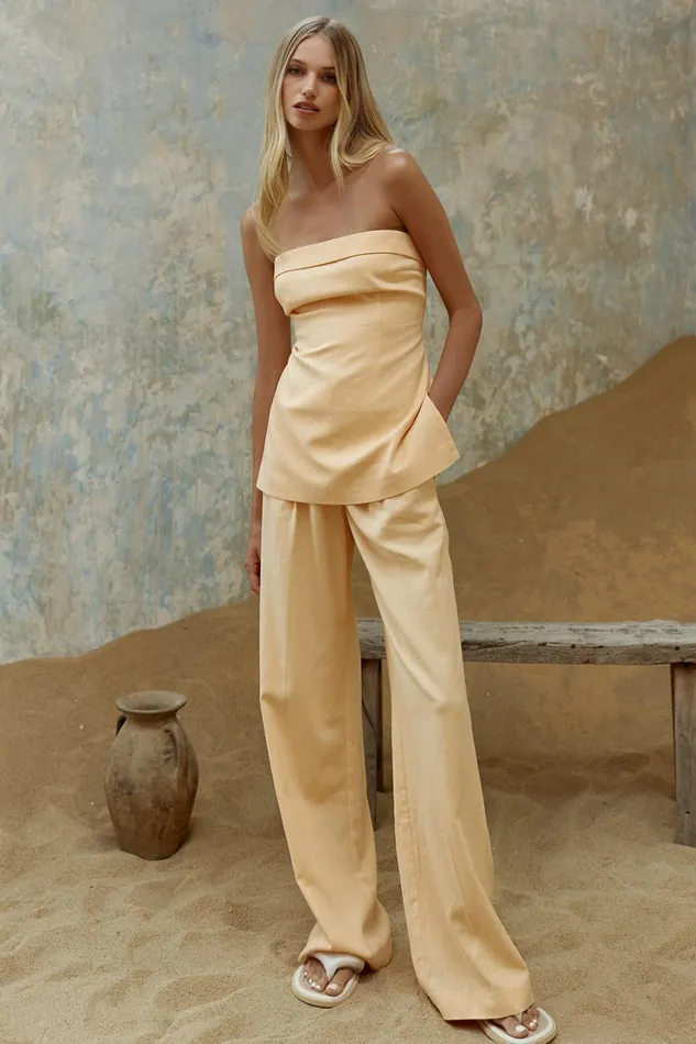 Meshki Sleeveless Tops Aieleen Linen Strapless Back Tie Top 8211 Mango Mango 8211 Women
