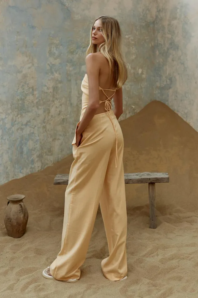 Meshki Sleeveless Tops Aieleen Linen Strapless Back Tie Top 8211 Mango Mango 8211 Women