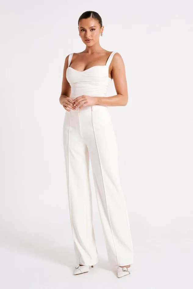 Meshki Sleeveless Tops Hailey Slinky Long Line Sweetheart Top 8211 Ivory Ivory 8211 Women