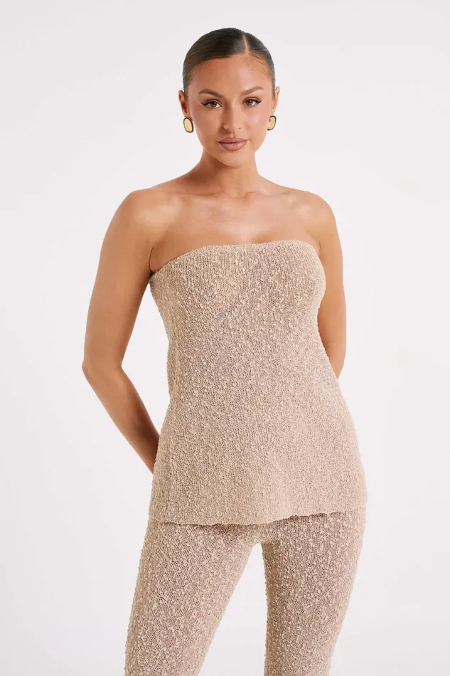 Meshki Sleeveless Tops Irma Strapless Boucle Top 8211 Wheat Wheat 8211 Women