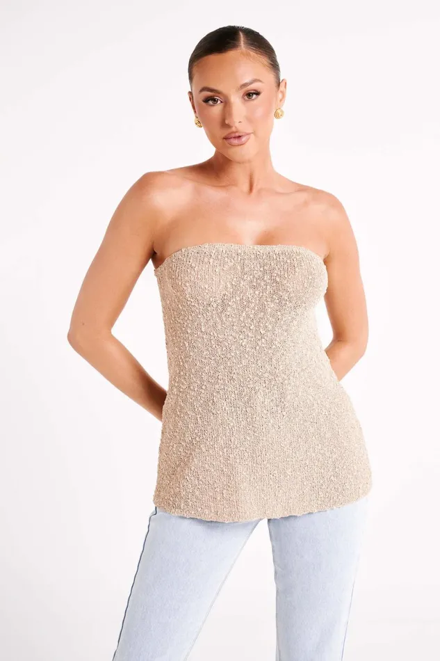 Meshki Sleeveless Tops Irma Strapless Boucle Top 8211 Wheat Wheat 8211 Women