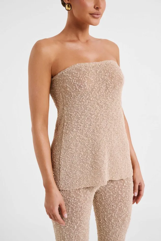 Meshki Sleeveless Tops Irma Strapless Boucle Top 8211 Wheat Wheat 8211 Women