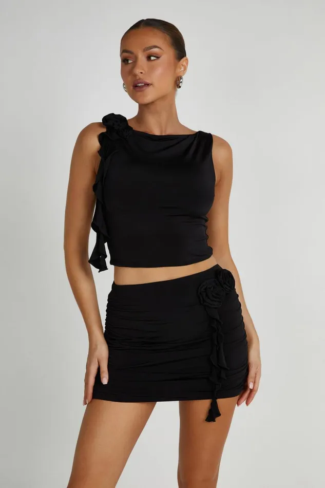 Meshki Sleeveless Tops Isabella Sleeveless Rose Top 8211 Black Black 8211 Women