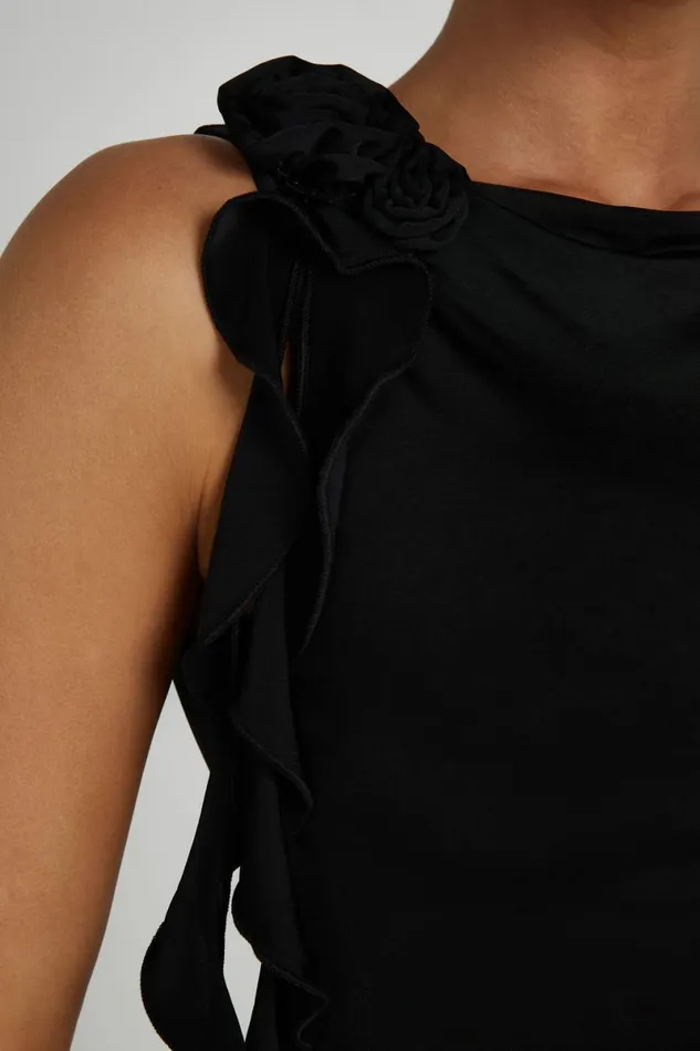 Meshki Sleeveless Tops Isabella Sleeveless Rose Top 8211 Black Black 8211 Women
