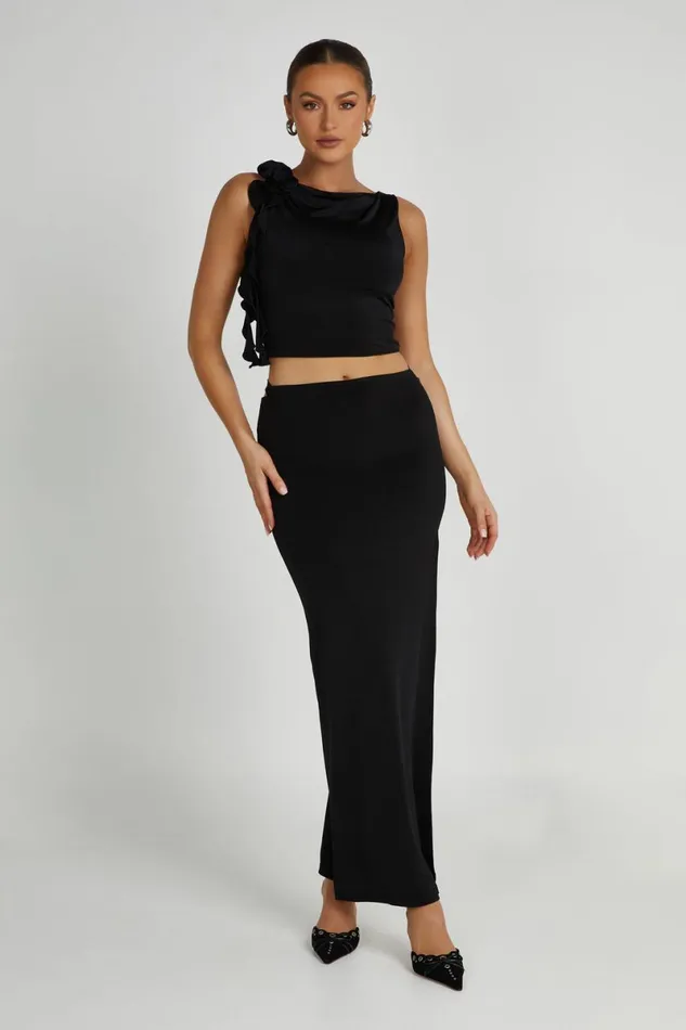 Meshki Sleeveless Tops Isabella Sleeveless Rose Top 8211 Black Black 8211 Women