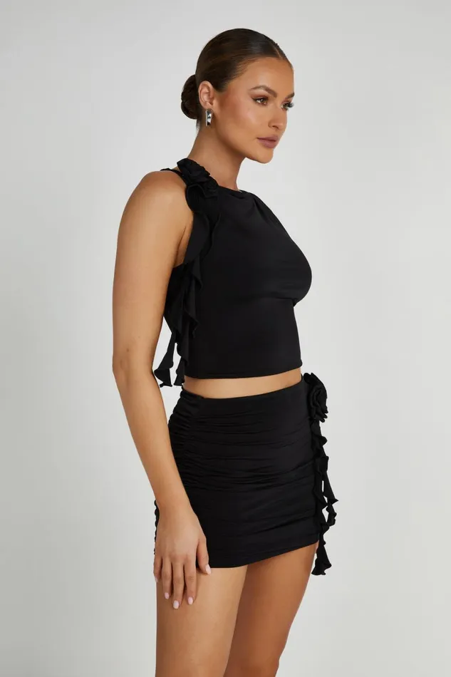 Meshki Sleeveless Tops Isabella Sleeveless Rose Top 8211 Black Black 8211 Women