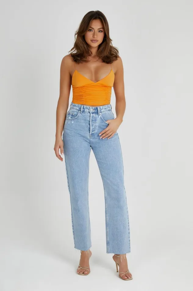 Meshki Sleeveless Tops Lillian Jersey Gathered Top 8211 Orange Orange 8211 Women